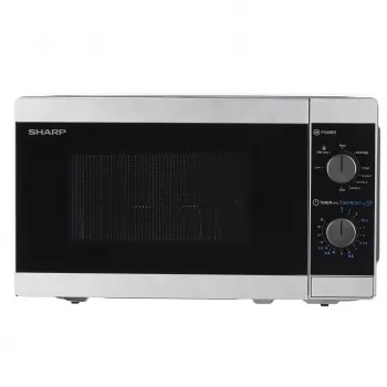 Microondas combinado Sharp YC-MG01E-S — 20 l, 800 W microondas, 1000 W grill, 5 niveles de potencia, mando giratorio, plato giratorio de 25,5 cm