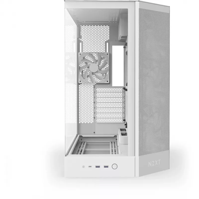 Caja de PC NZXT H9 Flow Midi Tower blanca – ATX/EATX/Micro ATX/Mini-ITX, 3x140mm frontal, 1x120mm trasero, 2 bahías de 3,5