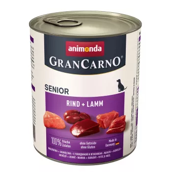 Comida húmeda para perros animonda GranCarno Senior ternera + cordero, lata de 800 g
