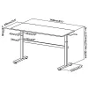 Escritorio Ergo Office regulable en altura manualmente, máx. 40 kg, altura máx. 117 cm, con tablero para trabajar de pie y sentado, ER-401 W