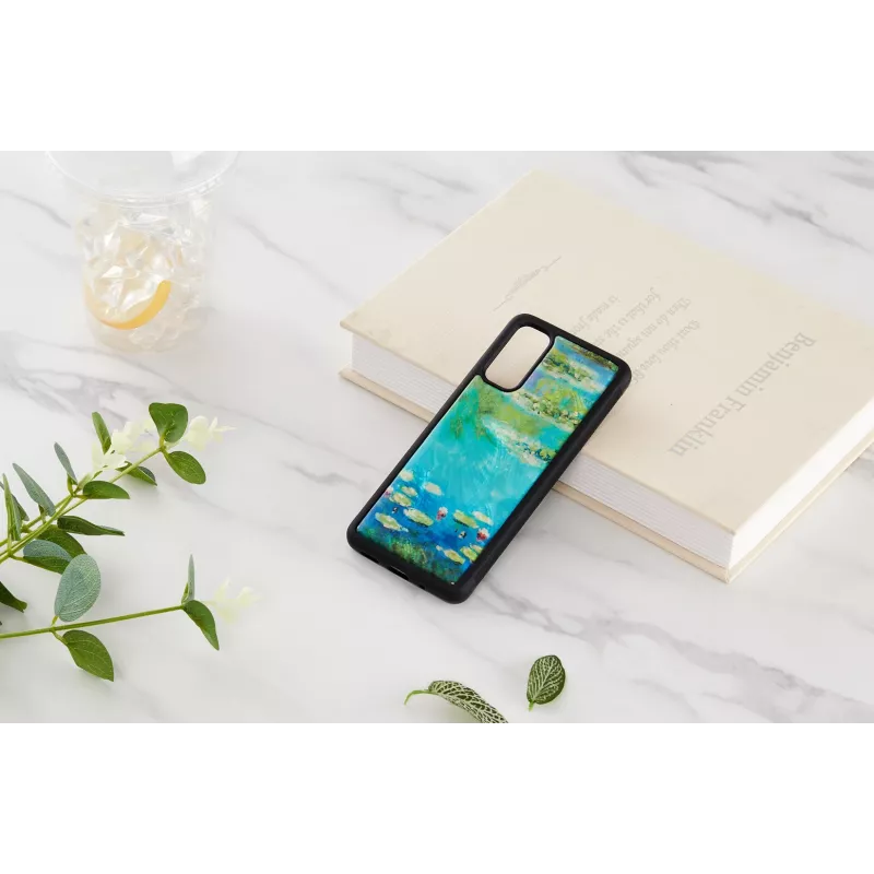 Funda protectora iKins para Samsung Galaxy S20 — diseño negro Water Lilies