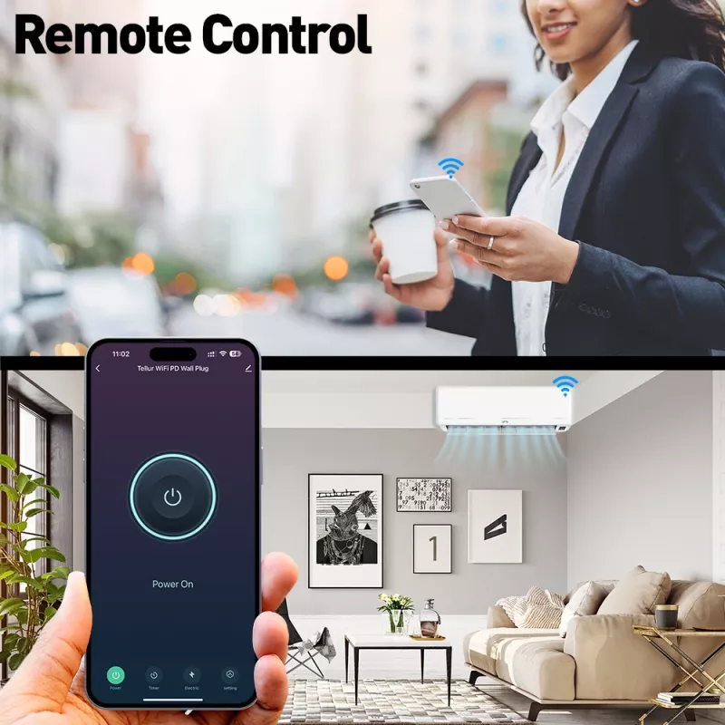 Enchufe de pared inteligente WiFi Tellur TLL331531 – 3600 W 16 A, control remoto por WiFi