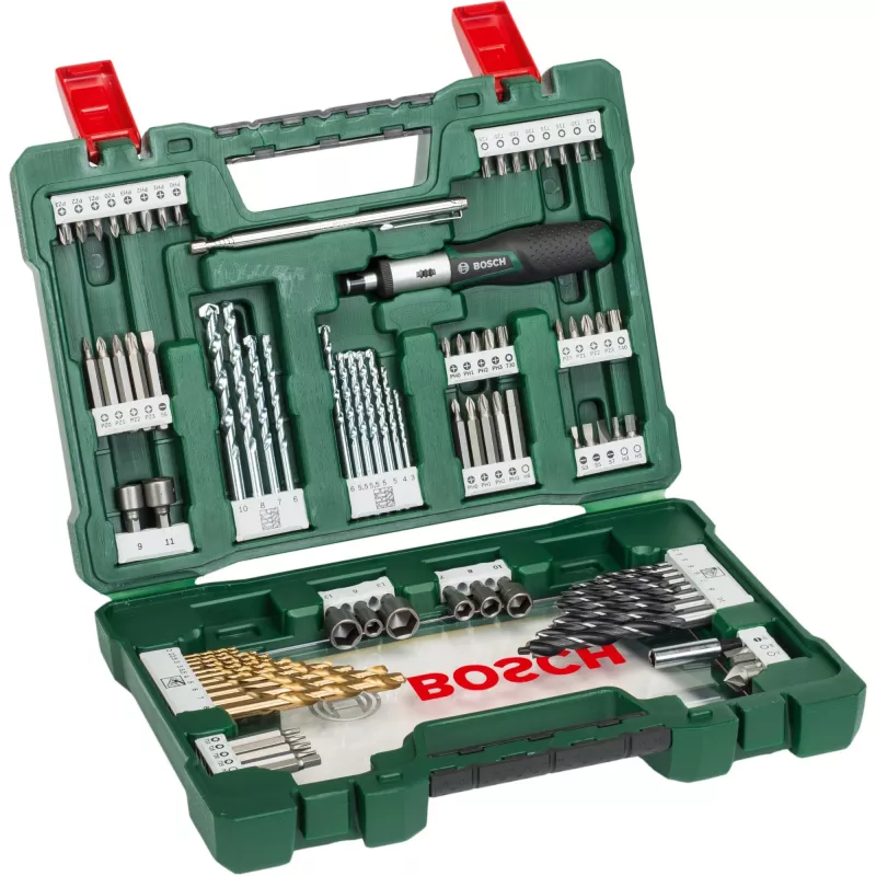 Juego de brocas / puntas V-Line TIN, 91 piezas, juego de brocas y puntas (Verde)
