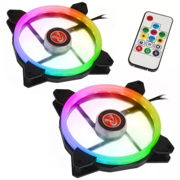Ventilador RAIJINTEK IRIS 14 Rainbow RGB-LED 140 mm, set de 2 con controlador