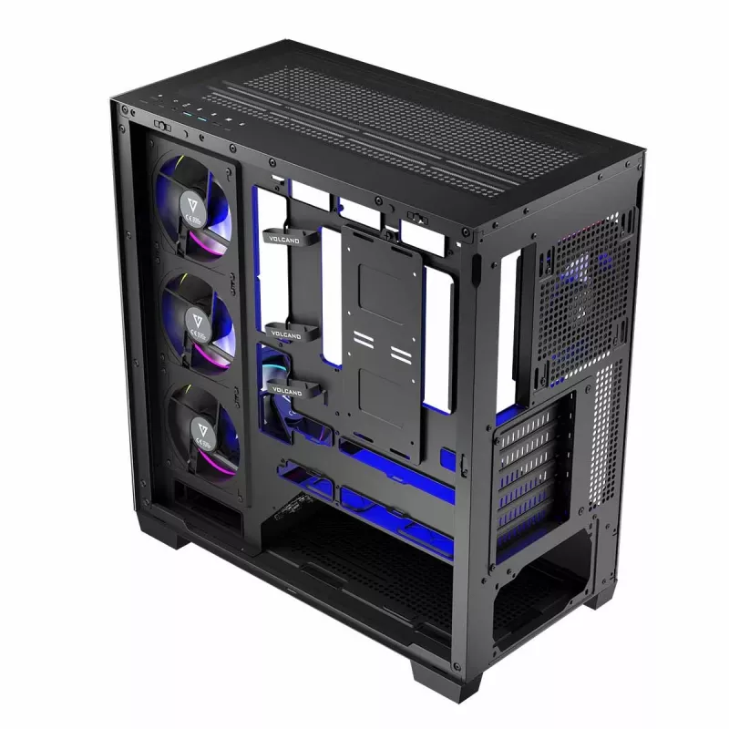 Caja de PC MODECOM Volcano Stellar 5F ATX Midi Tower, cristal templado, 5 ventiladores preinstalados, USB‑C, compatible con microATX/ATX, GPU máx. 420 mm, altura de disipador de CPU 175 mm