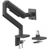 Soporte de monitor DIGITUS Single, pinza, para hasta 49 inch (124,5 cm), 20 kg, VESA 75x75–100x100, inclinable -20° a 50°, altura ajustable, negro