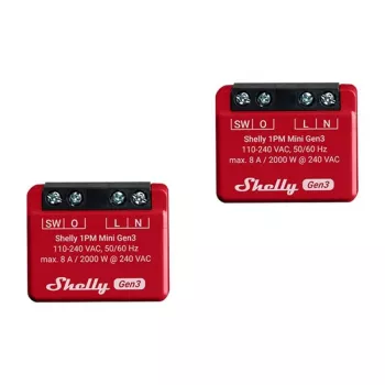Interruptor inteligente Shelly 1PM Mini Gen3 1P inalámbrico 110-240V