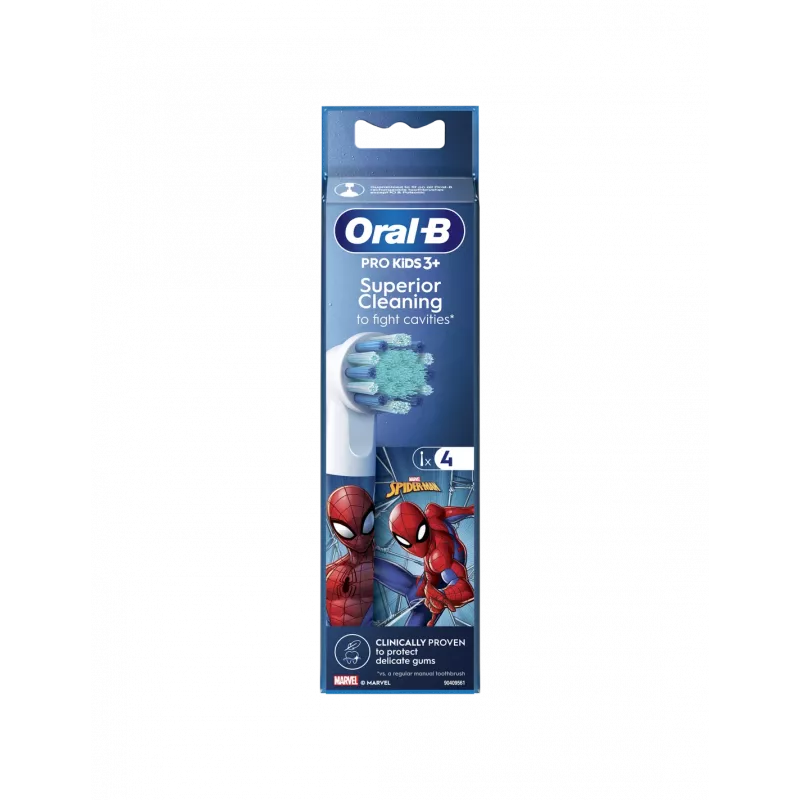 Oral-B EB10-4 Kids Spider-Man cabezales de cepillo de repuesto, 4 uds.