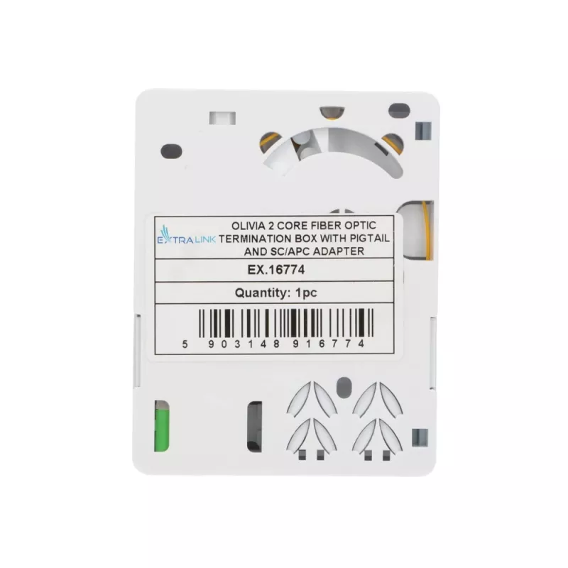 Caja de fibra óptica Extralink Olivia, 2 empalmes, con pigtail y adaptador SC/APC
