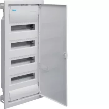 Hager Volta VU48NE cuadro eléctrico empotrable, 4 filas, 48 módulos, IP30, puerta metálica, 348×755,5×98 mm, blanco