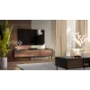Mueble TV cama meble CORTINA 4D 200x40x55 cm, parte superior negra, frentes color nogal