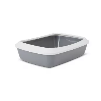 Arenero para gatos Savic IRIZ 42 cm con borde — arenero de plástico, 420×310×125 mm, gris