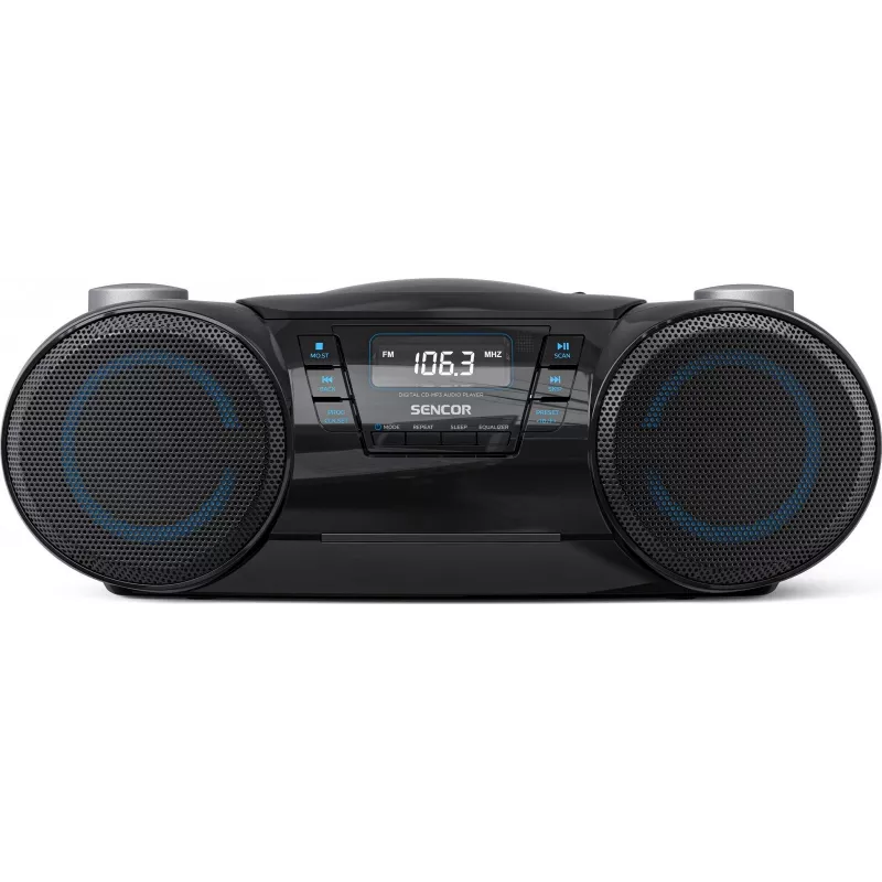 Altavoz Bluetooth portátil SENCOR SPT4710B — 20 W de potencia total, Bluetooth 5.3, CD/USB/FM, funcionamiento con batería o red