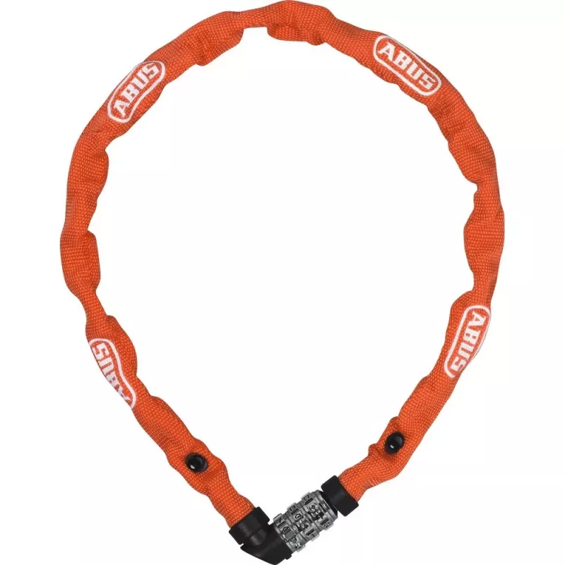 ABUS 1200/110 Web 57657 candado de cadena, acero endurecido, combinación de 3 dígitos, 1100 mm, naranja