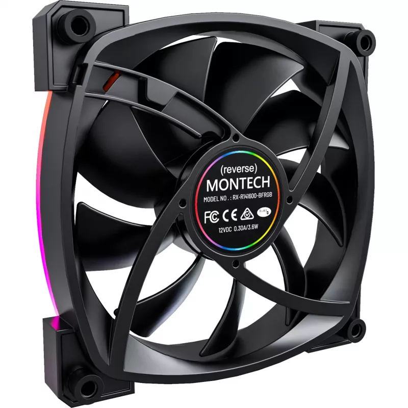 Ventilador de carcasa MONTECH RX140 PWM 140 mm ARGB Reverse-Blade - negro