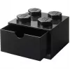 LEGO Cajón de escritorio 4, caja de almacenamiento negra, con studs