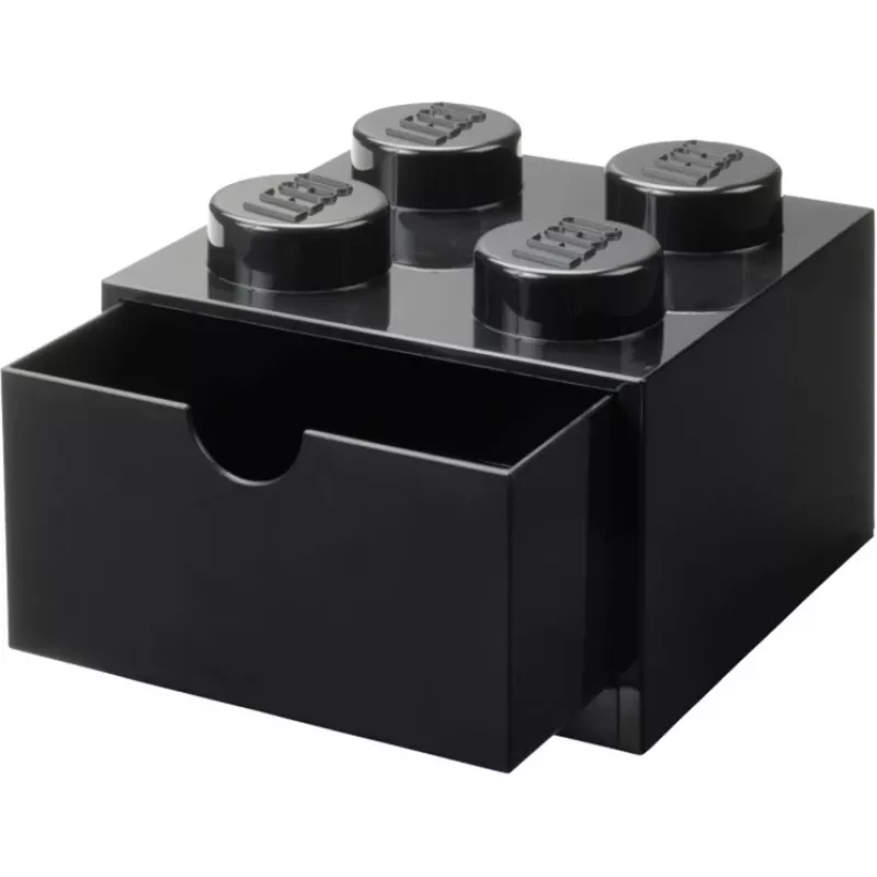 LEGO Cajón de escritorio 4, caja de almacenamiento negra, con studs