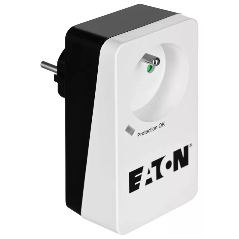 Caja de protección contra sobretensiones Eaton Protection Box 1 FR — 1 toma Type-E, 220–250 V, 16 A, 4000 W, negra, compacta