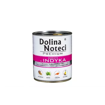 Comida húmeda para perros Dolina Noteci DOLINA NOTECI Premium — pavo, 800 g, perros adultos, sin gluten ni soja, sin aditivos artificiales