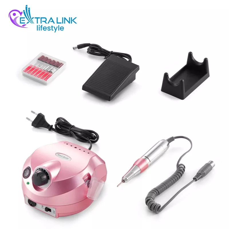 Fresadora de uñas eléctrica Extralink NAIL DRILL-202 65W rosa – herramienta profesional de manicura/pedicura