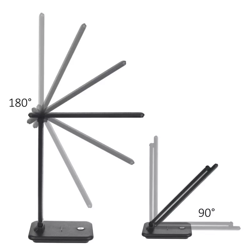 Lámpara de mesa LED MACLEAN MCE614B — regulable, brazo plegable ajustable, 9W, 3000K/4500K/6500K, negra