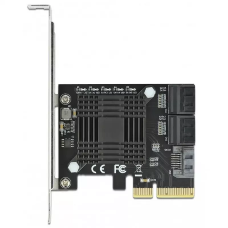 Tarjeta SATA PCI Express x4 DeLOCK 5 puertos formato Low Profile