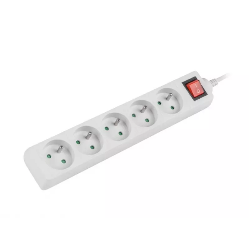 Alargador eléctrico Lanberg PS1-05E-0300-W 3m 5 tomas de CA interior/exterior blanco