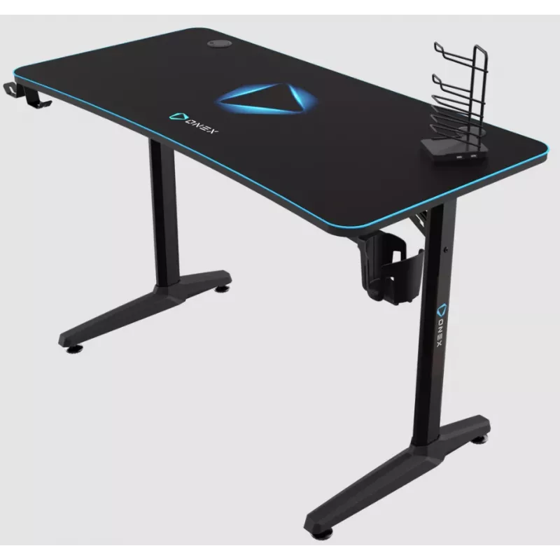 Mesa gaming Onex GD1200H — tablero de 1200 mm con portavasos y gancho para auriculares