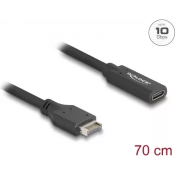 Cable USB DeLOCK Type-E Key A de 20 pines conector macho a conector hembra USB Type-C 70 cm
