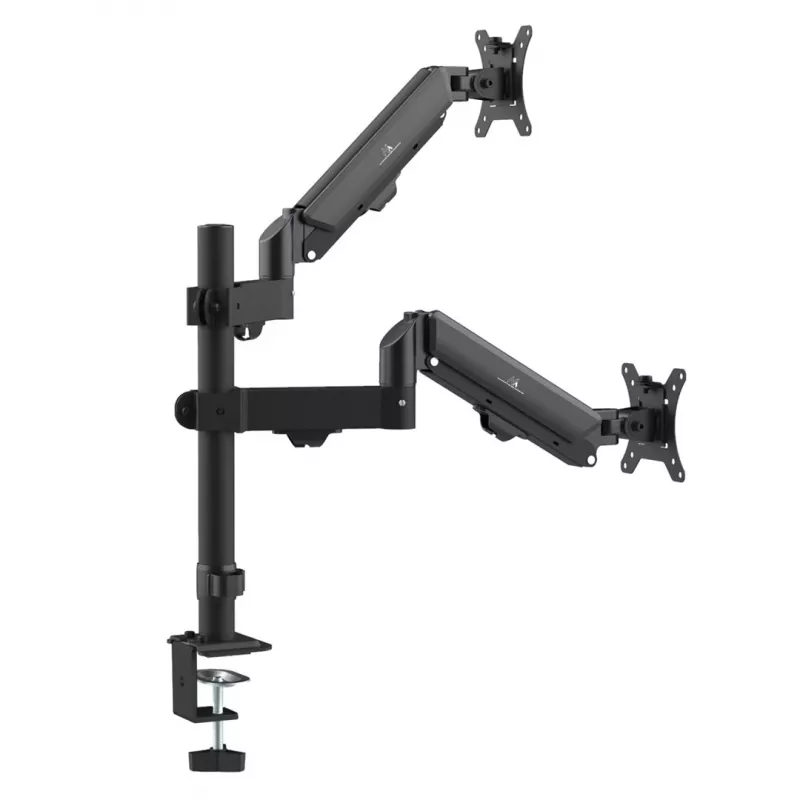 Soporte para 2 monitores Maclean, brazo de gas, 17-32 pulgadas, 2-10 kg, negro, MC-136