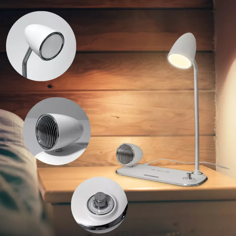 Cargador de escritorio inalámbrico Tellur TLL151371 con altavoz Bluetooth y lámpara de escritorio