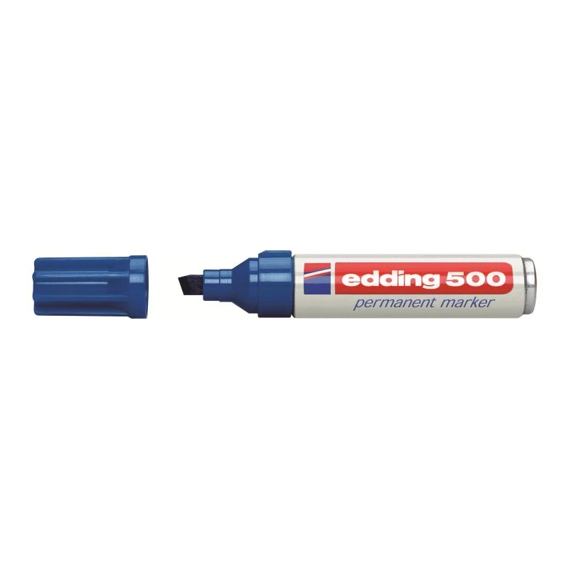 Rotulador permanente Edding 500 punta biselada azul