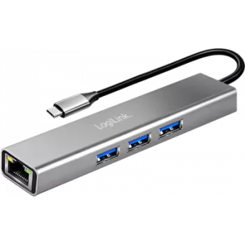 Hub USB 3.2 Gen1 LogiLink, 3xUSB-A, 1xRJ45 Gigabit Ethernet (UA0461)