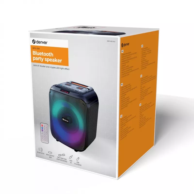 Altavoz portátil estéreo Denver BPS-250 negro