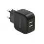 Cargador de interior AC QOLTEC 50186 para smartphone y tablet, 5 V 3.4 A, 17 W, 2× USB, negro