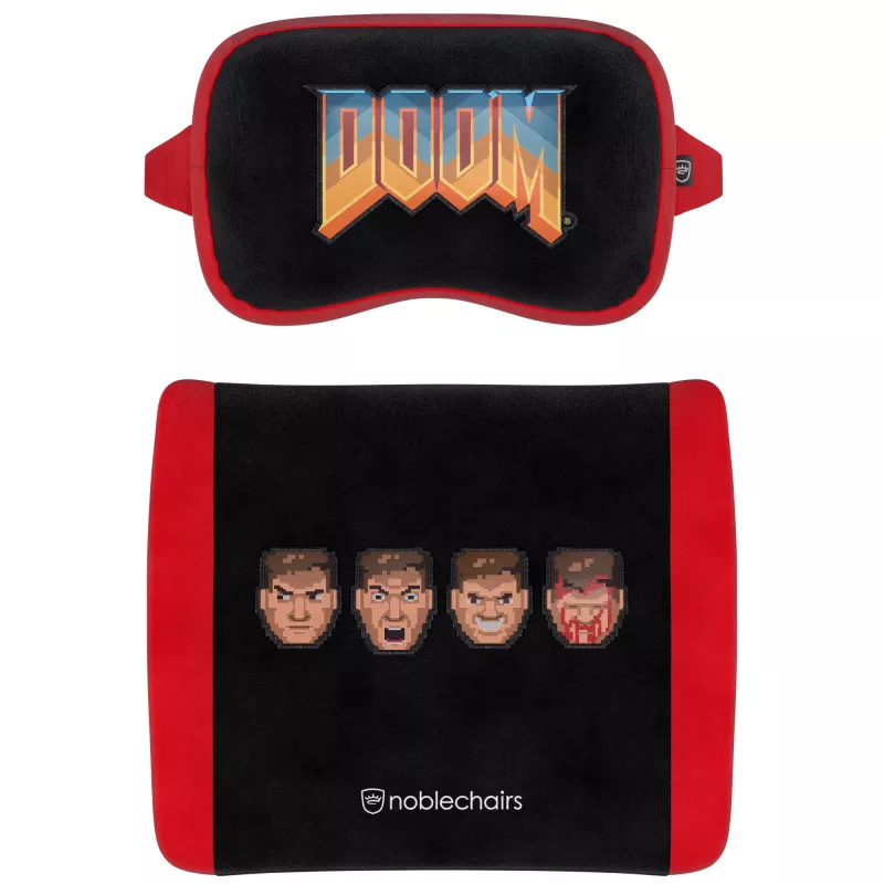 Set de cojines de espuma viscoelástica noblechairs DOOM Retro Edition — cojines ergonómicos para sillas gaming y de oficina