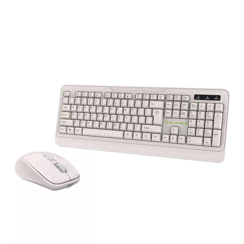 Conjunto de teclado y ratón inalámbrico Tellur TLL491171 con receptor nano USB, crema