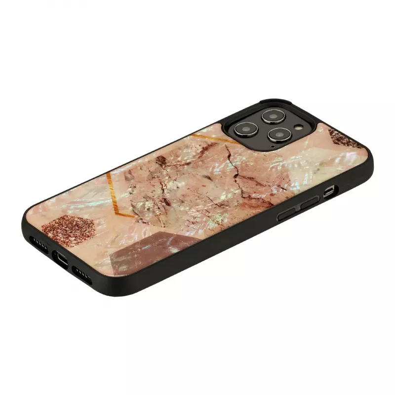 Funda protectora iKins para Apple iPhone 12 Pro Max — patrón de mármol rosa