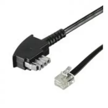 Wentronic Goobay Cable de conexión TAE-N (asignación de pines internacional) 4 polos, negro, 6 m - conector macho TAE-N a conector macho RJ11/RJ14 (6P4C) (50952)