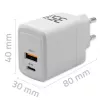 Cargador QOLTEC 51824 GaN 35W USB-C PD y USB QC 3.0, 5–20V, 1x USB-C, 1x USB-A