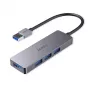 Hub USB Aukey CB-H36 — 4 puertos USB 3.2 Gen 1 Type-A, host USB 2.0, 5000 Mbit/s, aluminio plata