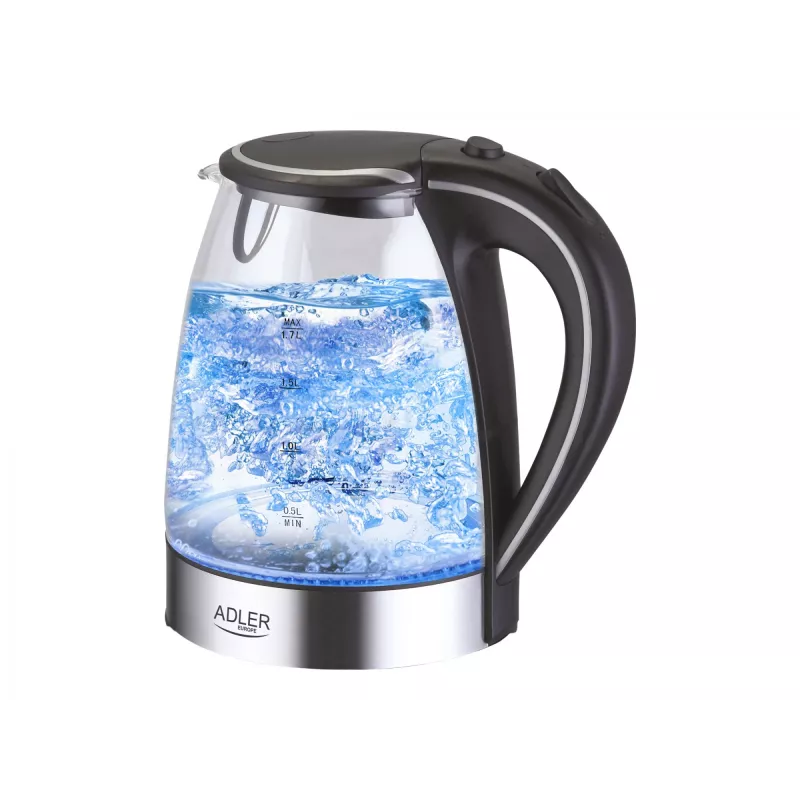 Hervidor de agua Adler AD 1225 1,7 L negro, acero inoxidable, transparente 2200 W