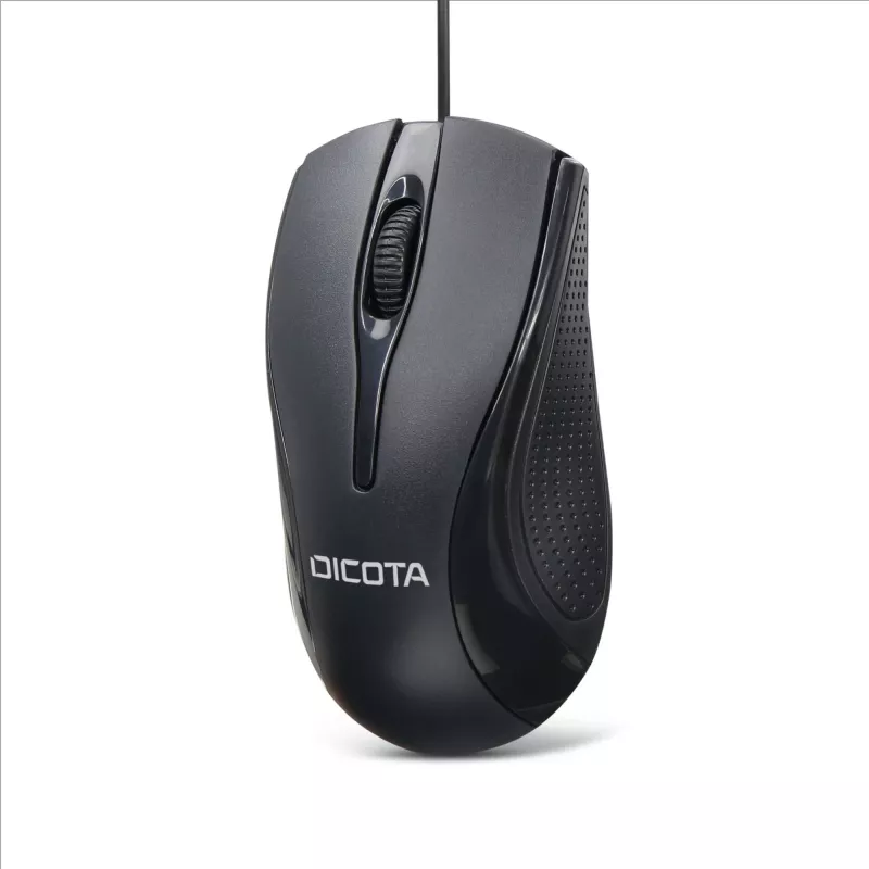 DICOTA - Ratón - ambidiestro - Láser - 3 botones - Con cable - USB - Negro (D32011)