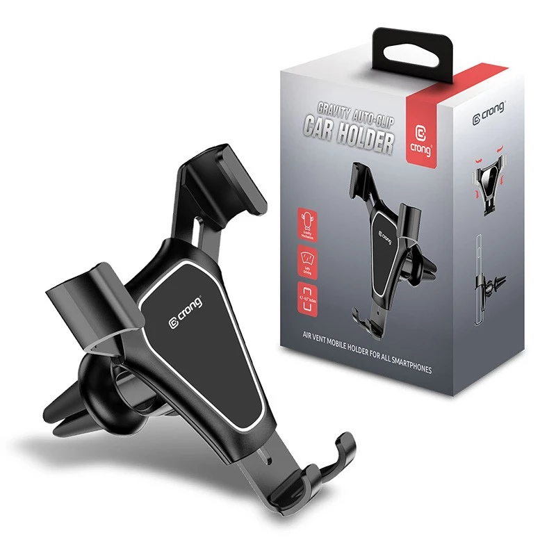 Soporte para coche Crong CRG-CH4-BLK para smartphones — diseño compacto ajustable