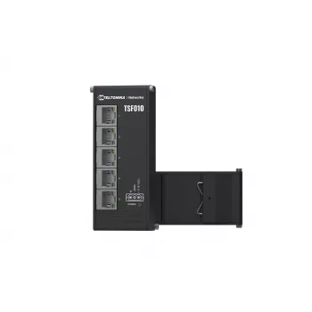 Teltonika NETWORKS TSF010 Switch Ethernet plano, no gestionado, Fast Ethernet (10/100), carril DIN, negro
