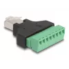 Adaptador DeLOCK conector macho RJ45 > regleta de bornes de 8 polos en 2 piezas 3,81 mm
