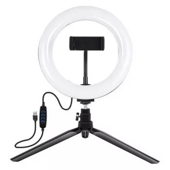 Soporte de trípode Puluz con anillo LED de 20 cm Vlogging PKT3073B