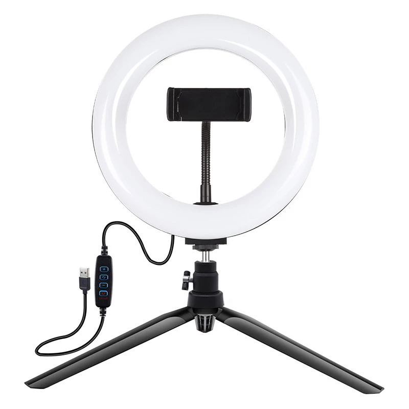 Soporte de trípode Puluz con anillo LED de 20 cm Vlogging PKT3073B