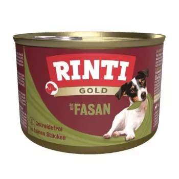 Comida húmeda RINTI Gold Fasan Adult 185 g — alimento completo, 79 % humedad, 11 % proteína, 6,5 % grasa