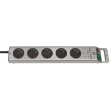 Brennenstuhl 1153340115 Regleta de enchufes Super-Solid Line 5 tomas 2,5 m H05VV-F 3G1,5, Plata (1153340115)